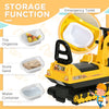 Qaba Kids Ride-on Excavator with Digger, Pretend Play Construction Truck with Under Seat Storage, Realistic Sound, Treaded Wheels, No Power Design