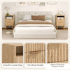 Nightstands Set of 2, Modern Bedside Tables with Charging Station, 2 Drawers and Open Shelf, Oak
