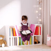 6-Cubby Bookcase with Seat Cushion, Cube Storage Shelf with Reading Nook for Home Office, Study, Pink