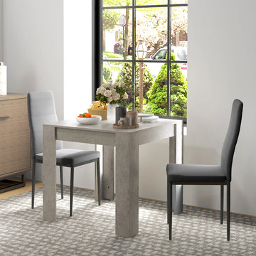 Dining Table Set for 2, Square Kitchen Table and Chairs, Dining Room Table and PU Leather Upholstered Chairs, Grey