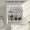 Medicine Cabinet, Modern Bathroom Wall Cabinet with 2 Arched Doors and Gold Handles, White Wood Grain