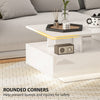 Coffee Table with RGB LED Lights, Modern Living Room Table with 4 Drawers, Open Shelf, Remote Control, High Gloss White