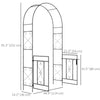 7.6FT Metal Garden Arch with Gate, Garden Arbor Trellis for Climbing Plants, Roses, Vines, Wedding Arch, Black