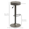 Modern Adjustable Bar Stools Set of 2, Swivel Barstool with Footrest, PU Leather Round Top for Kitchen, Dark Grey