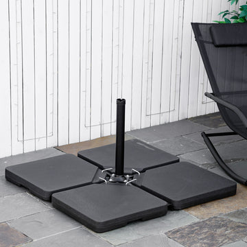 Set of 4 Parasol Base Stand Weights for Banana Hanging Cantilever Umbrella, Can Be Filled with Sand or Water, Black