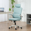 High Back Office Chair, Mesh Computer Chair with Rotatable Headrest, Lumbar Back Support, Adjustable Height, Light Blue