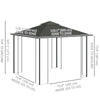 10'x10' Soft-top Steel Patio Gazebo Outdoor Sun Shelter with 2-Tier Polyester Roof, Curtain Sidewalls, Light Grey