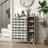 Shoe Cabinet, 21 Pair Shoe Storage Cabinet Organizer with 5-tier Double Door Cabinet and 5-tier Open Shelves, Light Grey