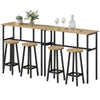 Bar Table Set of 6, Bar Table and Stools for 4, 2 Breakfast Tables and 4 Stools for Living Room, Grey-Brown