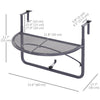 Adjustable Balcony Hanging Railing Table, Metal Mounting Mini Wall Desk Storage Rack, Outdoor Flower Stand Serving Table Half Round, Grey