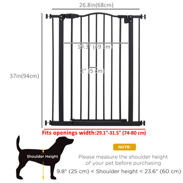 Extra Tall Dog Gate with Door, Pressure Fit, Auto Close, Double Locking for Doorways Hallways Stairs, 29