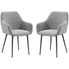 Dining Chairs Set of 2, Velvet-look Fabric Upholstered Kitchen Chairs with Backrest, Armrests and Steel Legs, Cream White