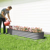 7.9 x 2 x 1ft Galvanized Raised Garden Bed Kit, Metal Planter Box with Safety Edging, Silver