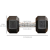 Soozier 2 x 25lbs Rubber Dumbbells Weight Set, Dumbbell Hand Weight for Body Fitness Training for Home Office Gym, Black