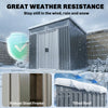 6.5x4FT Galvanised Metal Shed with Foundation Kit, Lockable Garden Tool Storage House with Sliding Doors, Vents, Grey