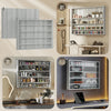 5-Tier Display Cabinet, Shot Glass Display Case, Glass Curio Cabinet with 2 Glass Doors and 4 Adjustable Shelves, Grey