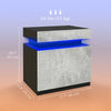 Nightstand, Bedside Table with LED Lights and 2 Drawers for Bedroom, Living Room, Cement Grey