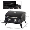 2 Burner Propane Gas Grill, Outdoor Portable Tabletop BBQ with Foldable Legs, 10000 Each Burner, Lid, for Camping, Picnic, Backyard, Black