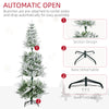 7.5 Feet Pencil Snow Flocked Artificial Christmas Tree with 880 Realistic Cypress Branches, Auto Open, Green
