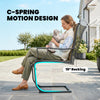 C Spring Motion Patio Chairs Set of 2 with Curved High Backrest, Armrest, All Weather Breathable Fabric, Metal Frame, Brown