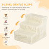 3-Step Dog Ramp for Sofa, Bed, and Couch, Pet Steps Ladder with Removable Cover, Beige