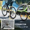 2 Seat Bike Trailer for Kids 2-in-1 Double Baby Stroller with Handbrake, Rubber Wheels, 5 Point Harness, Waterproof Cover, Storage Bag, Reflectors