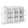 Lean-to Greenhouse with 3 Tier Shelves, Mini Greenhouse with 3 Roll-Up Doors for Indoor Outdoor, White