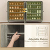 Shoe Cabinet with Barn Doors, Farmhouse Shoe Storage Cabinet with Adjustable Shelves, Holds up to 15 Pairs, Grey