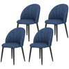 Modern Dining Chairs Set of 4, Upholstered Dining Room Chairs with Metal Legs, Shell Backrest, Padded Seat, Blue