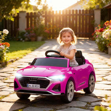 Qaba 12V Ride-On Car with Remote Control, Battery Powered Audi Q8 etron Sportback Licensed, for Kids 3-4 years old, Pink