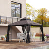 10'x10' Soft-top Patio Gazebo with Double Tier Roof, Mesh Curtains, Display Shelves, Top Hooks