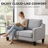 Loveseat Sofa, Modern Couch with Pocket Spring, Linen Upholstered, Thick Padded, Light Grey