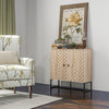 Modern Sideboard, Buffet Cabinet with 2 Chevron Doors and Adjustable Shelf, Kitchen Storage Cabinet with Steel Base, Coffee Bar Cabinet, 31.5