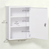 Lockable Medicine Cabinet, 3 Tier Steel Medical Wall Box with 2 Keys and Shelves for Bathroom, White