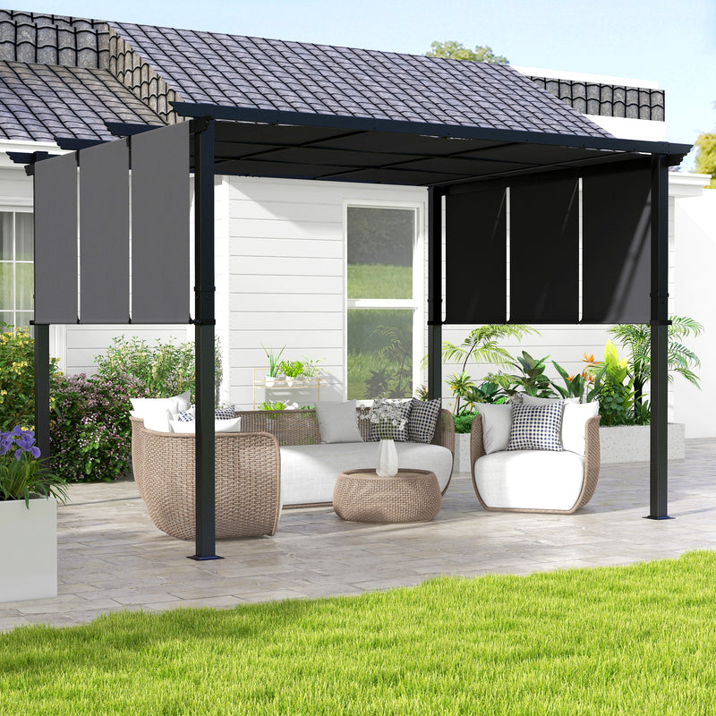 10' x 10' Metal Pergola, Outdoor Pergola with Retractable Canopy, for Garden, Patio, Backyard, Deck
