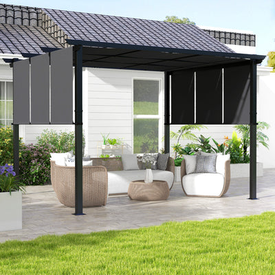10' x 10' Metal Pergola, Outdoor Pergola with Retractable Canopy, for Garden, Patio, Backyard, Deck