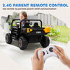 12V Ride on Car with Electric Bucket, Two-Seater, Shovel, Remote Control, Spring Suspension, Horn, Music, Black
