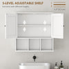 Farmhouse Bathroom Wall Cabinet, Wall Mounted Medicine Cabinet with Adjustable Shelf, Open Compartments, White