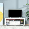 TV Stand for 55-Inch TVs, High Gloss TV Bench with LED Lights, Remote Control, Storage Drawer and Shelves, Entertainment Unit for Living Room, Bedroom, White