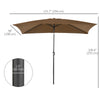 6.5x10ft Rectangle Aluminum Tilt Patio Umbrella, Garden Market Parasol, Outdoor Sunshade Canopy with Crank, Coffee