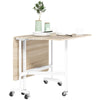 Six-Seater Drop-Leaf Dining Table with Wheels, White