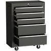 5-Drawer Rolling Tool Cabinet on Wheels, Lockable Tool Chest, Tool Organizer for Garage, Factory and Workshop, Black
