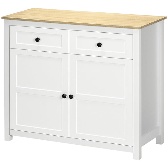 Sideboard, Modern Kitchen Storage Cabinet with Drawers and Adjustable Shelf, for Living Room and Entryway, White