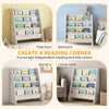 Qaba Fabric Kids Bookshelf, 4-Tier Toddler Sling Book Rack for Playroom, Bedroom, Nursery and Kids Room for Ages 3-6, White