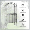 7' Metal Garden Arbor Arch with Scrollwork Doors for Ceremony, Weddings, Party, Backyard, Lawn