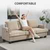 3 Seater Sofa with USB Ports & Cup Holders, Chenille-Feel Upholstered Couch for Living Room