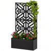 Metal Raised Garden Bed with Trellis for Climbing Plants, Freestanding or Wall Mounted Flower Bed with Privacy Panel