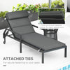 Patio Chaise Lounge Chair Cushions Replacement Sun Lounger Pads with Headrest and Ties, Set of 2, Grey