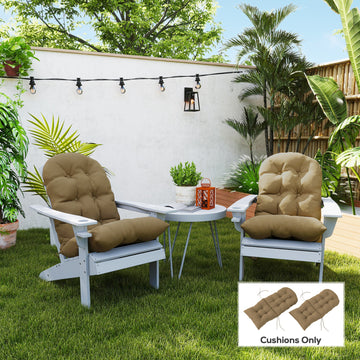 Adirondack Chair Cushions Set of 2 with Ties, Khaki