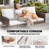 6 Pieces Wicker Patio Furniture Set with Cushions, 7-Seater Rattan Patio Sofa Set with Storage Table